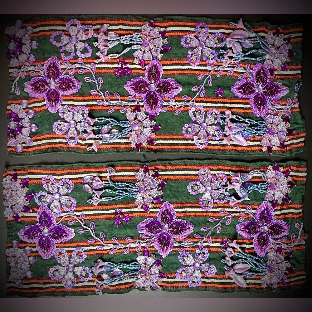 Matching Pair of Beautiful Traditional Beaded Siwan/Egyptian Cloth Panels - OOAK